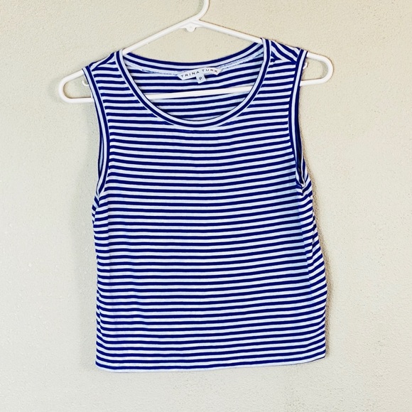 Trina Turk | Elberta Striped French Terry Cropped Top - Picture 2 of 8